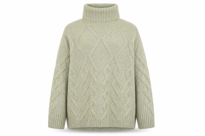 Marks & Spencer Women’s Beige Cable Knit Roll Neck Jumper Size L