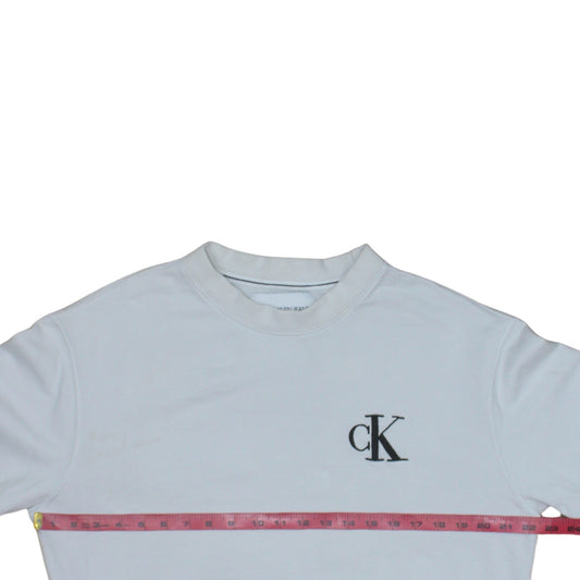 Mens UK Size S Calvin Klein Jeans White Pullover Sweatshirt