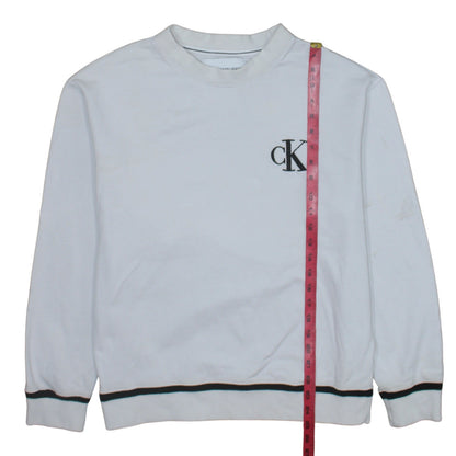 Mens UK Size S Calvin Klein Jeans White Pullover Sweatshirt