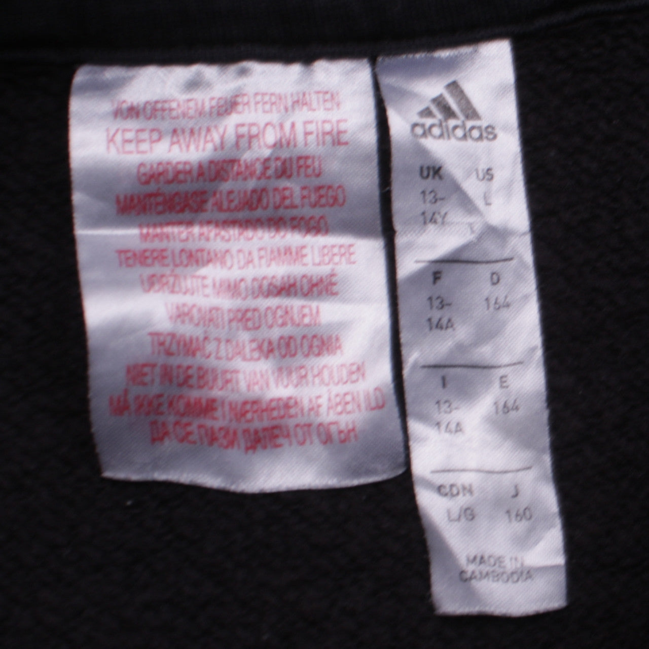 Boys UK Size 13-14 Years adidas Black Pullover Hoodie