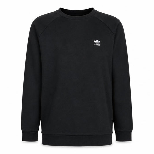 Front view of Adidas Men's Black Pullover Crew Neck Sweatshirt M Regular Fit