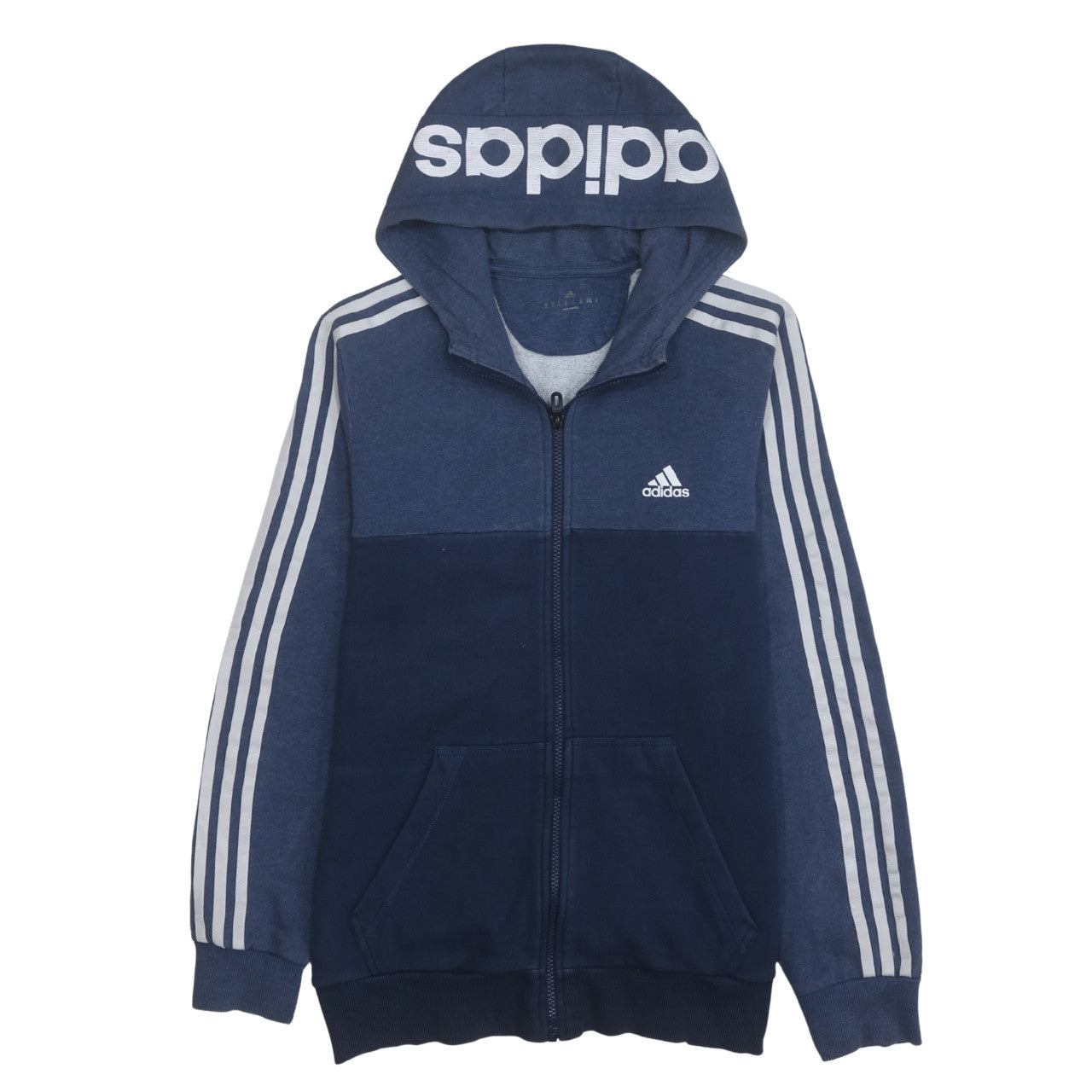 Mens UK Size L adidas Blue Full Zip Hoodie