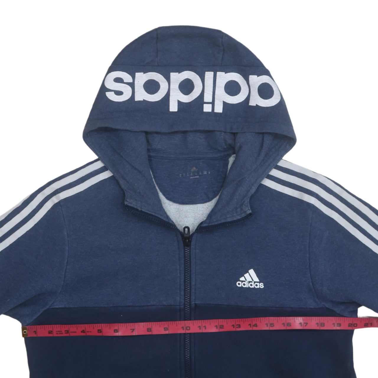 Mens UK Size L adidas Blue Full Zip Hoodie
