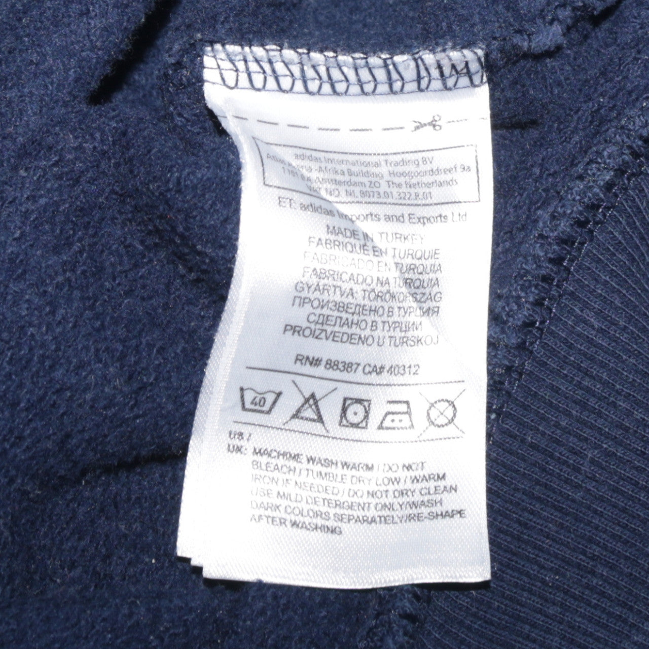 Mens UK Size L adidas Blue Full Zip Hoodie