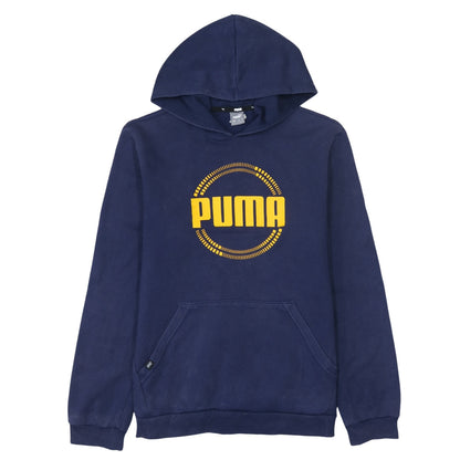 Puma Boys Navy Blue Pullover Hoodie 15-16 Years Cotton Blend Logo Sweatshirt