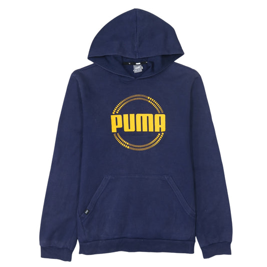 Puma Boys Navy Blue Pullover Hoodie 15-16 Years Cotton Blend Logo Sweatshirt