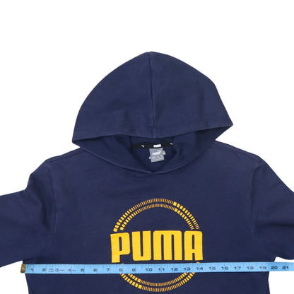 Puma Boys Navy Blue Pullover Hoodie 15-16 Years Cotton Blend Logo Sweatshirt
