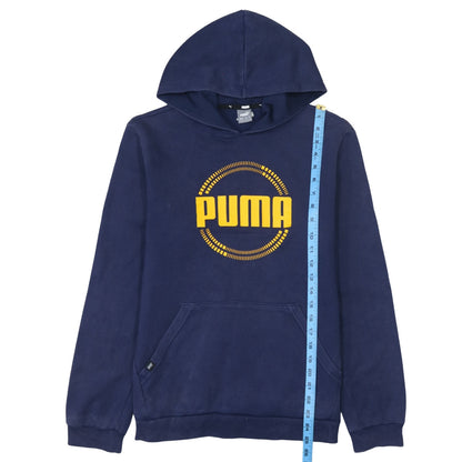 Puma Boys Navy Blue Pullover Hoodie 15-16 Years Cotton Blend Logo Sweatshirt