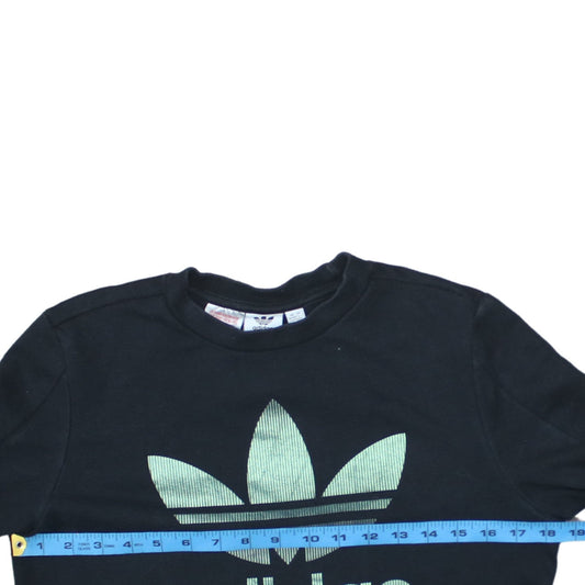 Adidas Boys Black Crew Neck Pullover Sweatshirt Size 13-14 Years