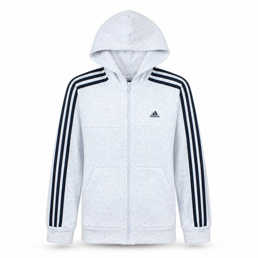 Front view of Adidas boys’ grey full zip hoodie 13-14 years lined sportswear