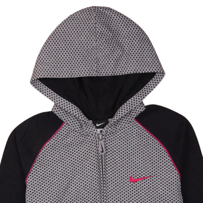 Nike Boys Black & Grey Full Zip Hoodie XL 13-15 Years Houndstooth Print