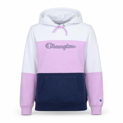 Champion Womens Pink White Navy Colourblock Pullover Hoodie Size L