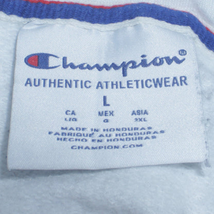 Champion Womens Pink White Navy Colourblock Pullover Hoodie Size L