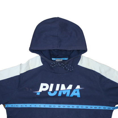 Puma Men’s Blue Pullover Hoodie M Logo Sports Fleece Sweatshirt