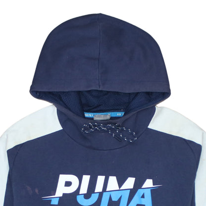 Puma Men’s Blue Pullover Hoodie M Logo Sports Fleece Sweatshirt