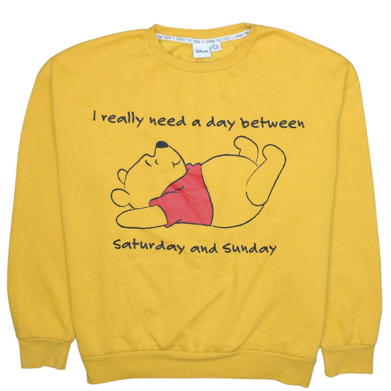 Disney Women's Yellow Winnie the Pooh Graphic Pullover Sweatshirt XL