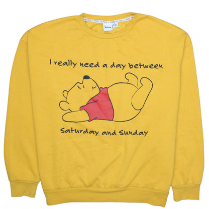 Disney Women's Yellow Winnie the Pooh Graphic Pullover Sweatshirt XL