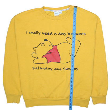 Disney Women's Yellow Winnie the Pooh Graphic Pullover Sweatshirt XL