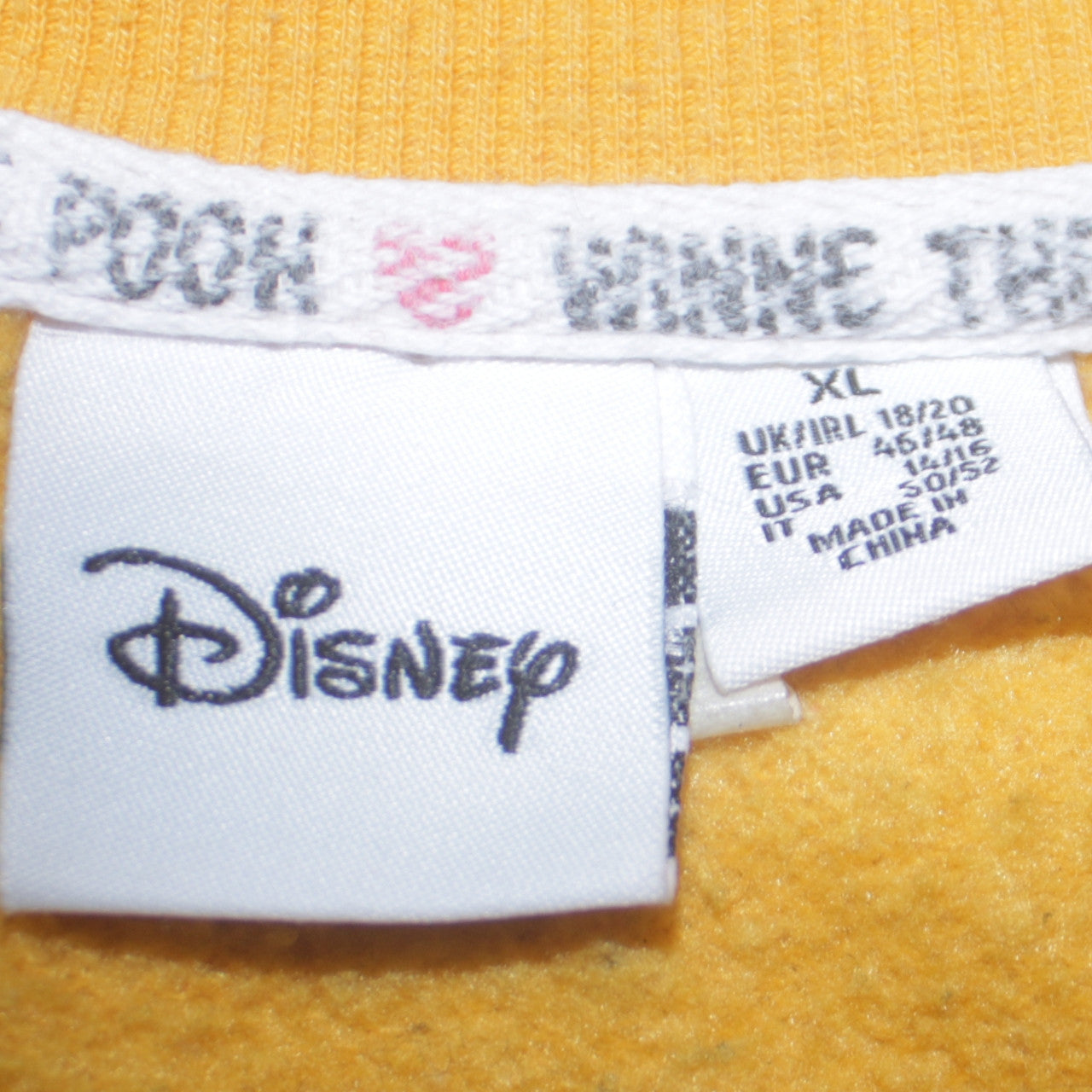 Disney Women's Yellow Winnie the Pooh Graphic Pullover Sweatshirt XL