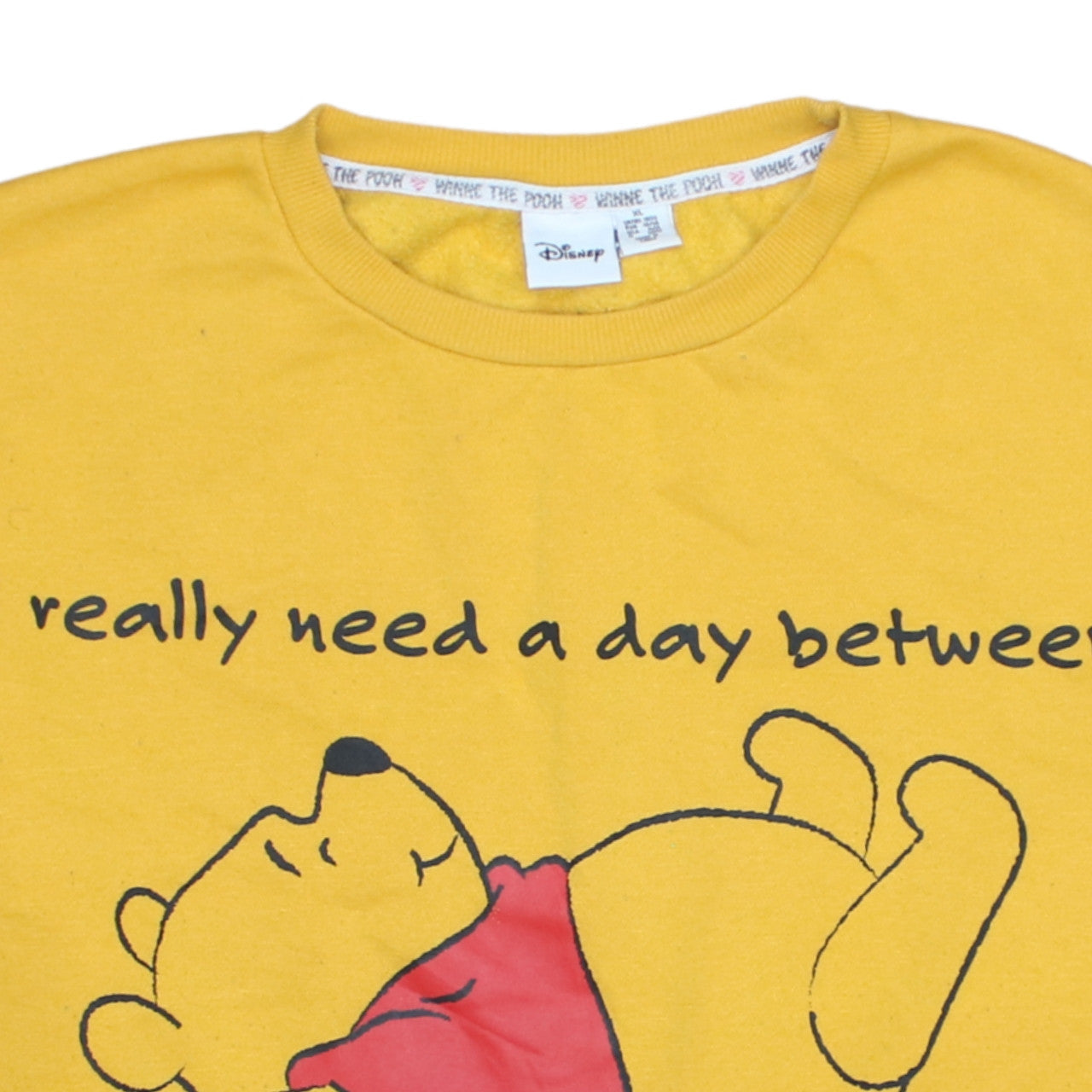 Disney Women's Yellow Winnie the Pooh Graphic Pullover Sweatshirt XL