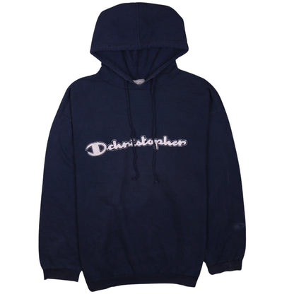 Männermode Sports Men's Navy Blue Pullover Hoodie XL Embroidered Logo