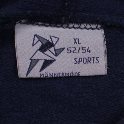 Männermode Sports Men's Navy Blue Pullover Hoodie XL Embroidered Logo