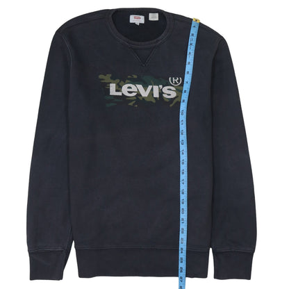 Levi's Mens Black Camo Logo Crew Neck Sweatshirt Size M