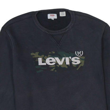 Levi's Mens Black Camo Logo Crew Neck Sweatshirt Size M