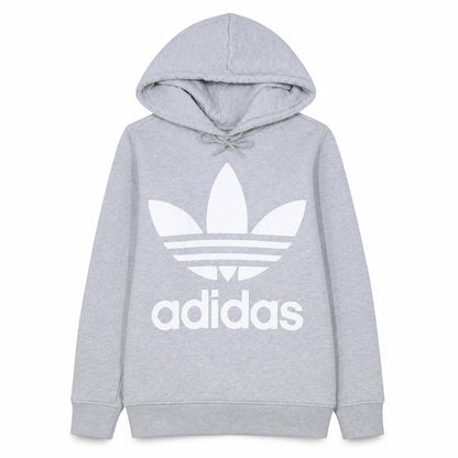 Adidas Women's Grey Pullover Hoodie UK 14 Long Sleeve Logo Sweatshirt