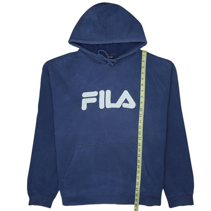 Fila Mens Blue Pullover Hoodie XL Logo Sports Sweatshirt