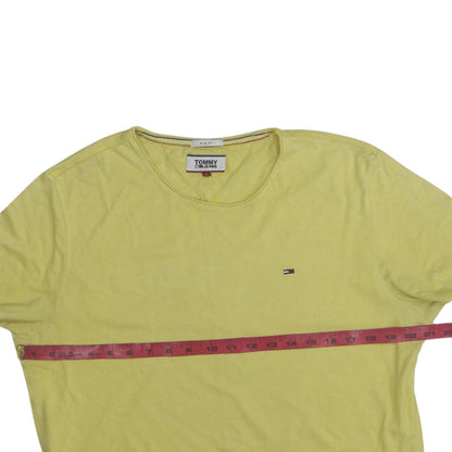 Tommy Jeans Men's Yellow Slim Fit Cotton Blend T-Shirt Size L