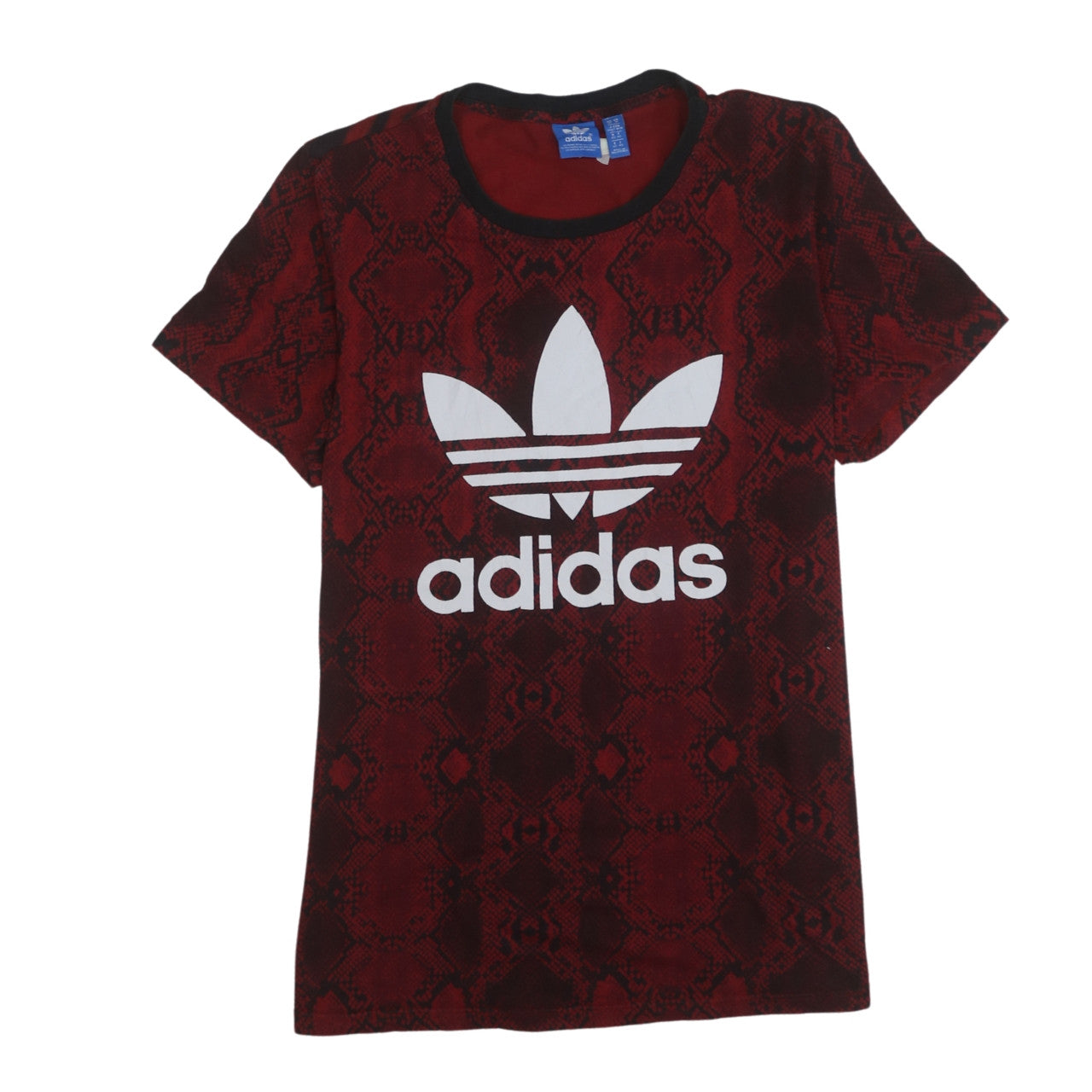 Adidas Women Red Animal Print Logo T-Shirt Size 14