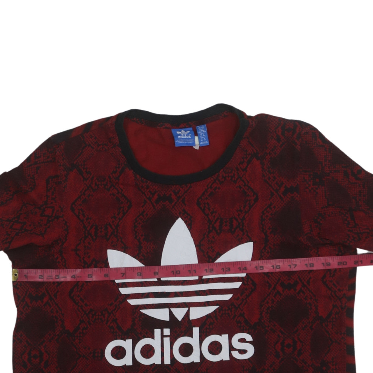 Adidas Women Red Animal Print Logo T-Shirt Size 14
