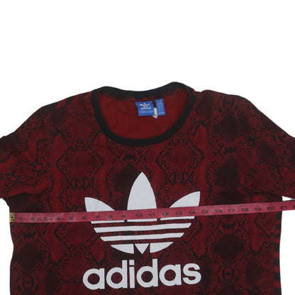 Adidas Women Red Animal Print Logo T-Shirt Size 14