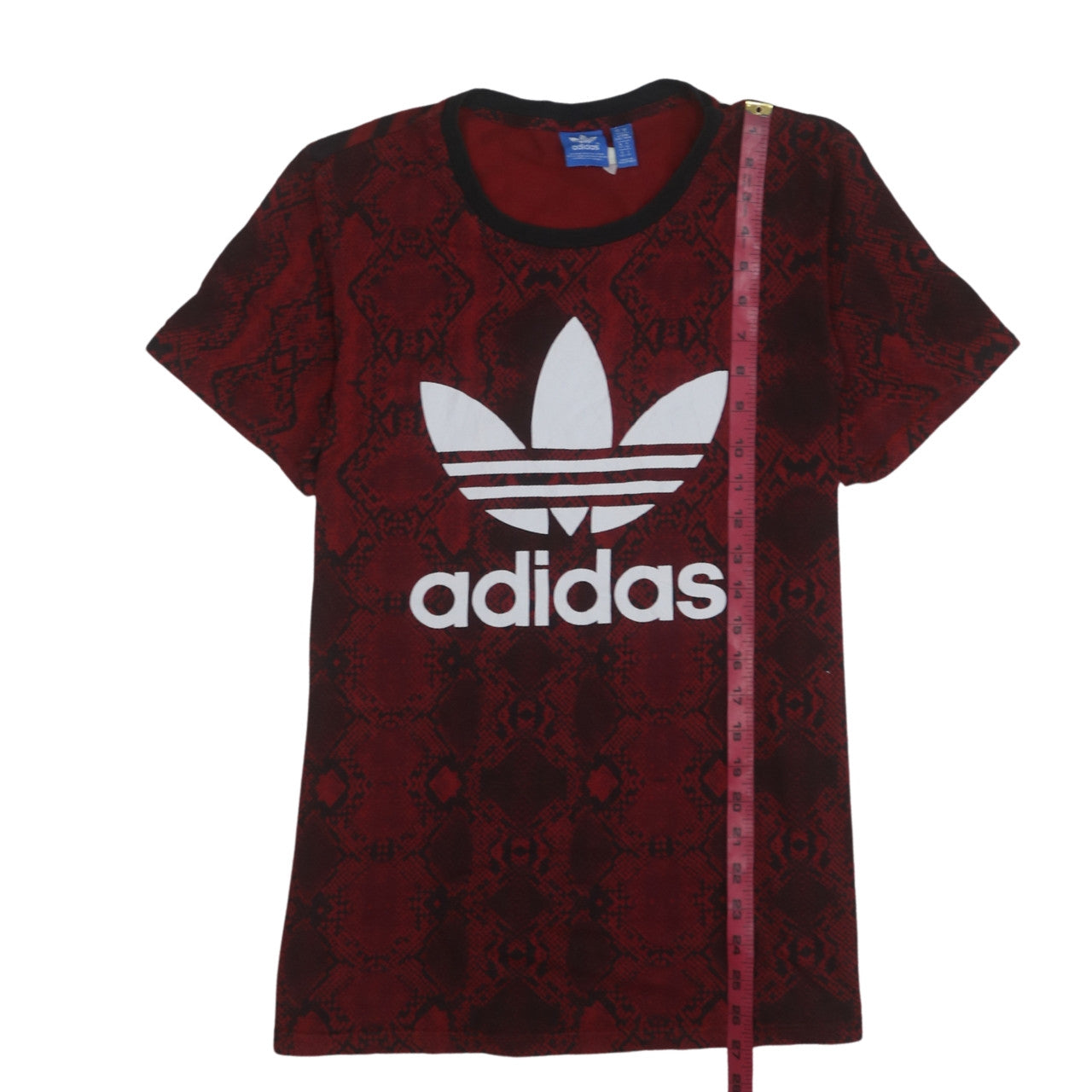 Adidas Women Red Animal Print Logo T-Shirt Size 14