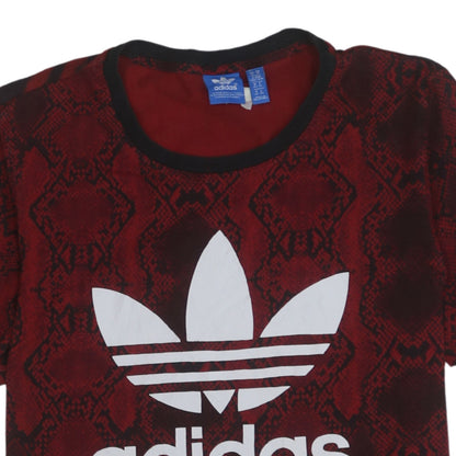 Adidas Women Red Animal Print Logo T-Shirt Size 14