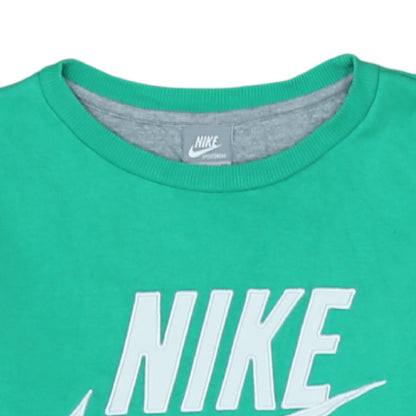 Nike Men's Green Crew Neck Logo Pullover Sweatshirt Size S