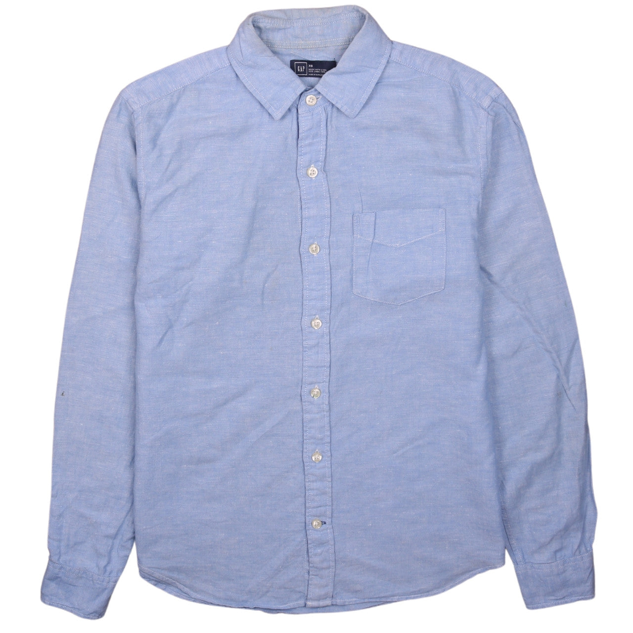 GAP Men's Blue Linen Cotton Long Sleeve Button-Up Shirt XS
