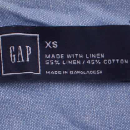 GAP Men's Blue Linen Cotton Long Sleeve Button-Up Shirt XS