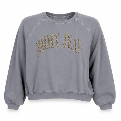 Tommy Jeans Womens Grey Leopard Logo Pullover Sweatshirt 2XL