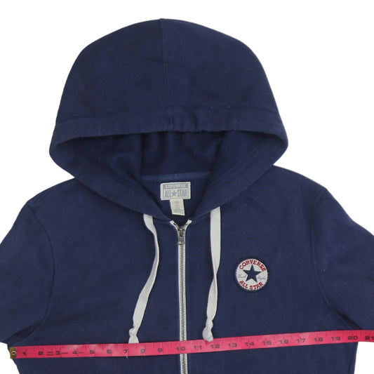 Converse Men's Blue Full Zip Hoodie M Regular Fit with Logo and Pockets