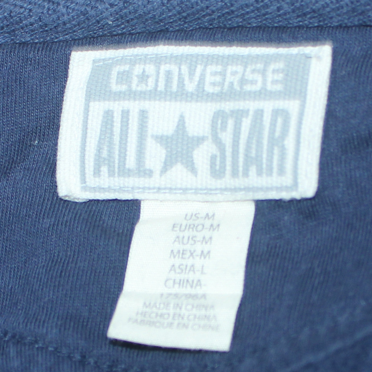 Converse Men's Blue Full Zip Hoodie M Regular Fit with Logo and Pockets