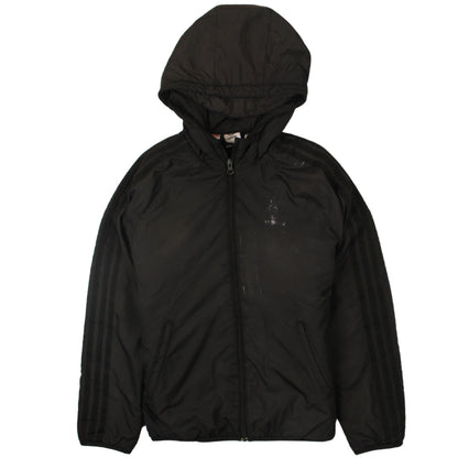 Adidas Boys Black Hooded Track Jacket 13 Years Full Zip Logo Sportswear