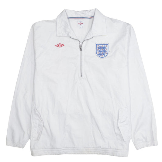 Umbro Mens White England Track Jacket 2XL Cotton 1/2 Zip Retro