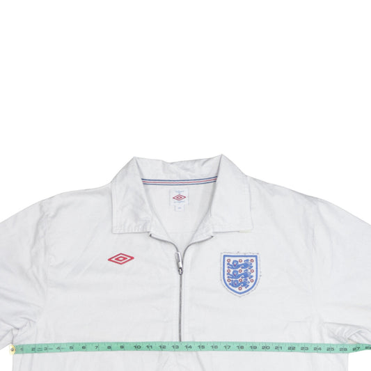 Umbro Mens White England Track Jacket 2XL Cotton 1/2 Zip Retro