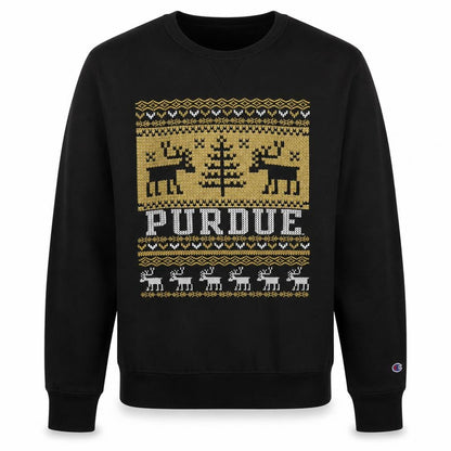Champion Men's Black Christmas Purdue Graphic Sweatshirt M