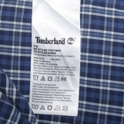 Timberland Men's Blue Check Long Sleeve Button-Up Shirt L