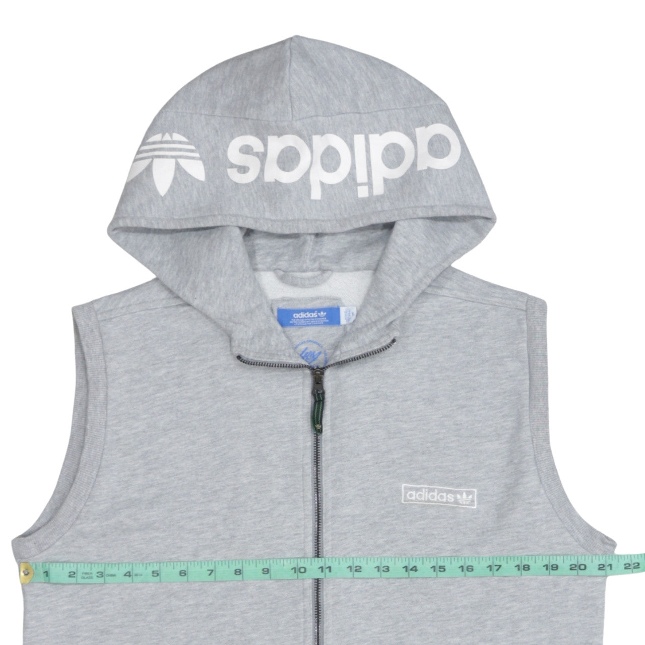 Adidas Men's Grey Sleeveless Full Zip Hoodie Vest M