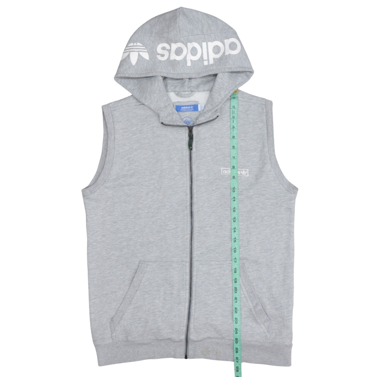 Adidas Men's Grey Sleeveless Full Zip Hoodie Vest M