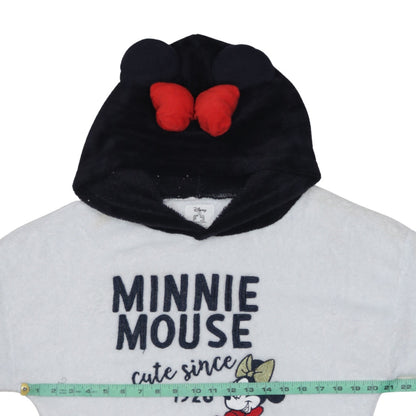 Disney Women’s Minnie Mouse Fleece Pyjama Top S 10-12 White Hooded Winter Loungewear